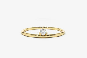 0.2ct Engagement Ring Round Cut Diamond Minimalist Design 14k Yellow Gold Finish