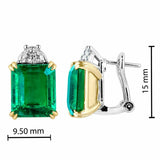 2ct Green Emerald Cut Solitaire Women Stud Earrings 14k White Gold Finish