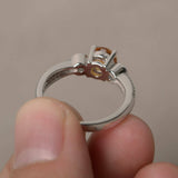 1ct Round Yellow Citrine Milgrain Vintage Engagement Ring 14k White Gold Finish