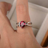 1ct Pear Cut Pink Ruby Split Band Solitaire Round Accent Ring 14k WhiteGold Over