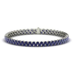 25Ct Round Blue Sapphire Dual Line Royal Tennis Bracelet 18K White Gold Finish