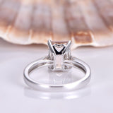 BEBOLD 1.2ct Emerald Cut Peach Morganite Solitaire Engagement Ring 14k White Gold Finish