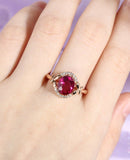 1.1ct Oval Cut Pink Ruby Halo Butterfly Engagement Ring 14k Rose Gold Finish