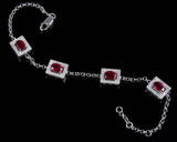 7ct Oval Cut Pink Ruby Stylish Women Chain Bracelet 14k White Gold Finish