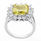 1.5ct Cushion Cut Yellow Sapphire Pear Halo Engagement Ring 14k White Gold Over