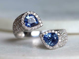 5ct Engagement Ring Pear Cut Blue Sapphire Cuff Bypass 14k White Gold Finish