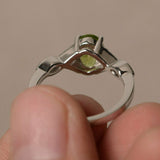 1.3ct Oval Cut Green Peridot Engagement Ring 14k White Gold Finish Unique Design