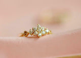 0.75ct Round Cut Diamond Engagement Ring Floral Cluster 14k Yellow Gold Finish