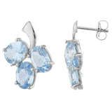 2.3ct Drop Earrings Oval Cut Blue Aquamarine Berry Fruit 14k White Gold Finish