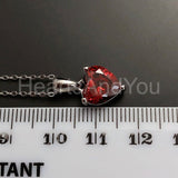 1ct Heart Simulated Red Garnet Solitaire Pendant 14k White Gold Plated NO CHAIN