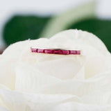 1ct Baguette Pink Ruby Wedding Band Channel Set Half Eternity 14k Rose Gold Over