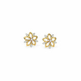 1ct Stud Earrings Round Cut Diamond Floral Design 14k Yellow Gold Finish