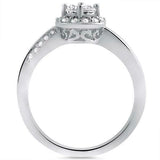 1.1ct Round Cut VVS1D Diamond Engagement Ring Halo Promise 14k White Gold Finish