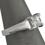 1Ct Princess Cut Diamond Wide Band Classic Solitaire Ring 14K White Gold Finish