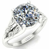 4ct Round Diamond Engagement Ring Filigree OpenBand Solitaire 14k WhiteGold Over