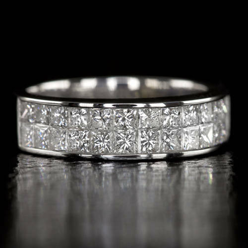 3Ct Princess Diamond Channel Set Half Eternity Wedding Band 14K White Gold Over