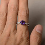 1.4ct Round Cut Purple Amethyst Engagement Ring 14k White Gold Finish Infinity