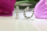 Floating Five Stone Hoop Earrings 0.9ct Round Cut Diamond 14k White Gold Finish