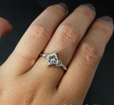 Solitaire Round Accents Engagement Ring 1ct Princess Diamond 14k White Gold Over