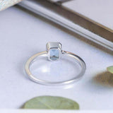 1ct Emerald Cut Blue Aquamarine Engagement Ring Solitaire 14k White Gold Finish