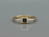 0.2ct Princess Cut Blue Sapphire Engagement Ring Solitaire 14k YellowGold Finish