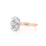 1.5ct Oval Cut Diamond Engagement Ring Hidden Halo Solitaire 14k Dual Gold Over