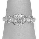 1.5Ct Round Cut Diamond Solitaire Trilogy Engagement Ring 18K White Gold Finish