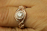 1.5ct Round Cut Diamond Engagement Ring 14k Rose Gold Finish Halo Unique Design