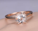 0.5ct Round Cut Peach Morganite Solitaire Engagement Ring 18k Rose Gold Finish