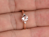 0.7ct Round Cut Morganite Engagement Ring Diamond Trilogy 14k Rose Gold Finish