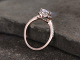 1ct Heart Cut VVS1 Diamond Valentine Unique Engagement Ring 14k Rose Gold Finish