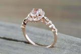 2ct Oval Cut Peach Morganite Engagement Ring Milgrain Halo 14k Rose Gold Finish