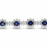 25ct Oval Cut Blue Sapphire Diamond Floral Tennis Bracelet 14k White Gold Finish