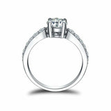 1.8ct Round Cut Diamond Engagement Ring Accents Solitaire 14k White Gold Finish