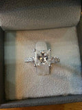 1.5ct Princess Cut Diamond Accent Art Deco Engagement Ring 14k White Gold Finish