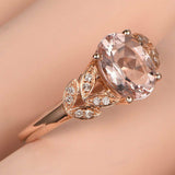 1.9ct Oval Cut Peach Morganite Bridal Halo Engagement Ring 14k Rose Gold Finish