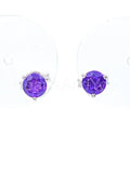 0.7ct Round Simulated Amethyst Solitaire Stud Earrings 14k White Gold Plated