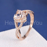 2ct Heart Cut Simulated Peach Morganite Infinity Halo Ring 14k Rose Gold Plated