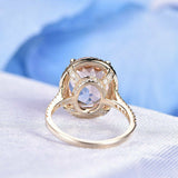 2.5ct Oval Cut Peach Morganite Halo Women Engagement Ring 14k Rose Gold Finish