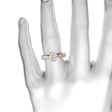 Round Accents Solitaire Engagement Ring 1.5ct Oval Cut Diamond 14k RoseGold Over