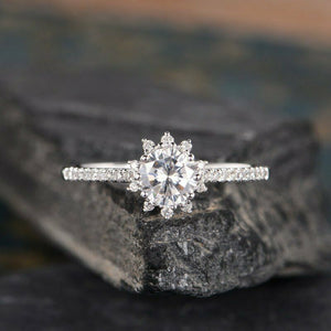 1.4ct Round Cut Diamond Engagement Ring 14k WhiteGold Finish Unique Halo Promise