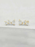 1ct Stud Earrings Pear Cut Diamond Trilogy Petite Design 14k Yellow Gold Finish