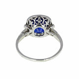 2ct Cushion Cut Blue Sapphire Engagement Ring Diamond Halo 14k White Gold Finish