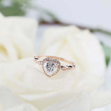 1.5ct Heart Cut Diamond Engagement Ring Round Accents Halo 14k Rose Gold Finish