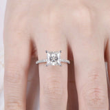 Accents Solitaire Engagement Ring 1ct Princess Cut Diamond 14k White Gold Finish