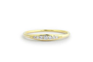 Minimalist Cluster Thin Wedding Band 1ct Round Cut Diamond 14k YellowGold Finish