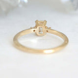 1.2ct Emerald Cut VVS1D Diamond Engagement Ring 14k Yellow Gold Finish Trilogy