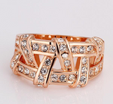 3Ct Round Cut Diamond Unique Woven Pattern Wide Wedding Band 14K Rose Gold Over