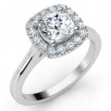 1.5ct Cushion Cut VVS1D Diamond Halo Engagement Ring 14k White Gold Finish