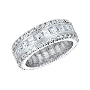 7Ct Asscher Cut Diamond Iced Cocktail Eternity Wedding Band 14K White Gold Over